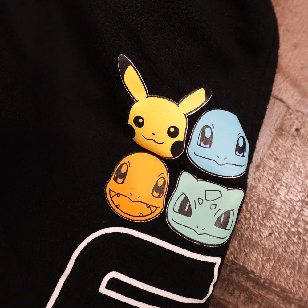 Pokémon Graphic Jogger‎ Sweatpants Unisex Large Black Drawstring Fleece